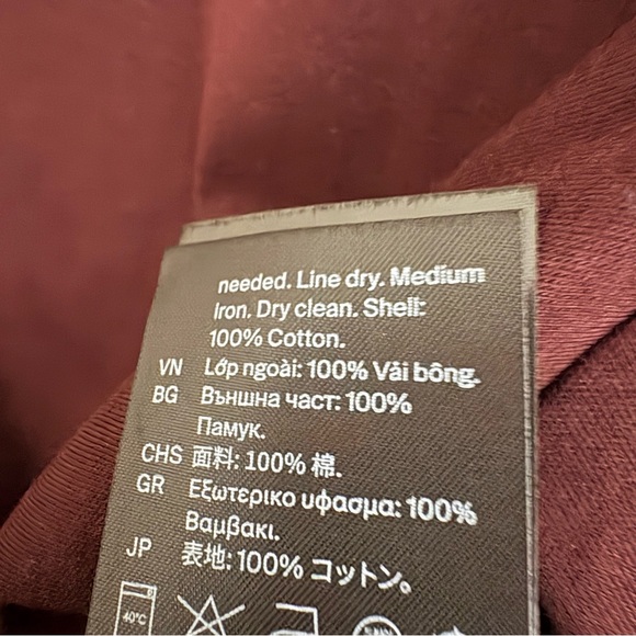 NEW COS long-sleeved mock neck top in a dark plum wide sleeves 100% Cotton Sz L - Picture 11 of 13